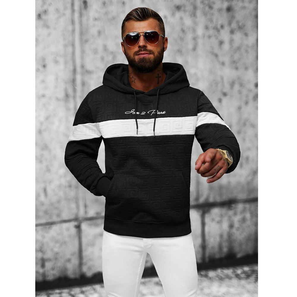 Svart stilren luvtröja - Herr hoodie framifrån