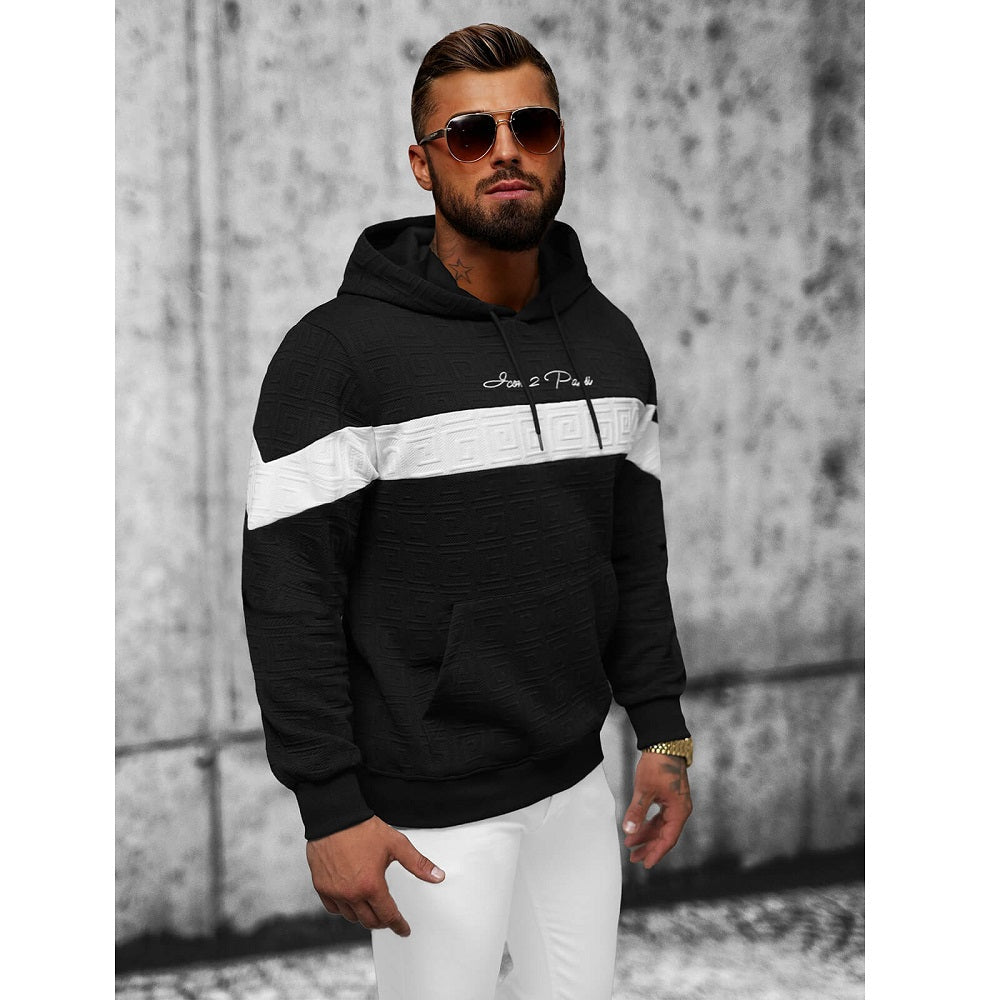 Svart stilren luvtröja - Herr hoodie sidan