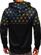 Svart printed Herr hoodie
