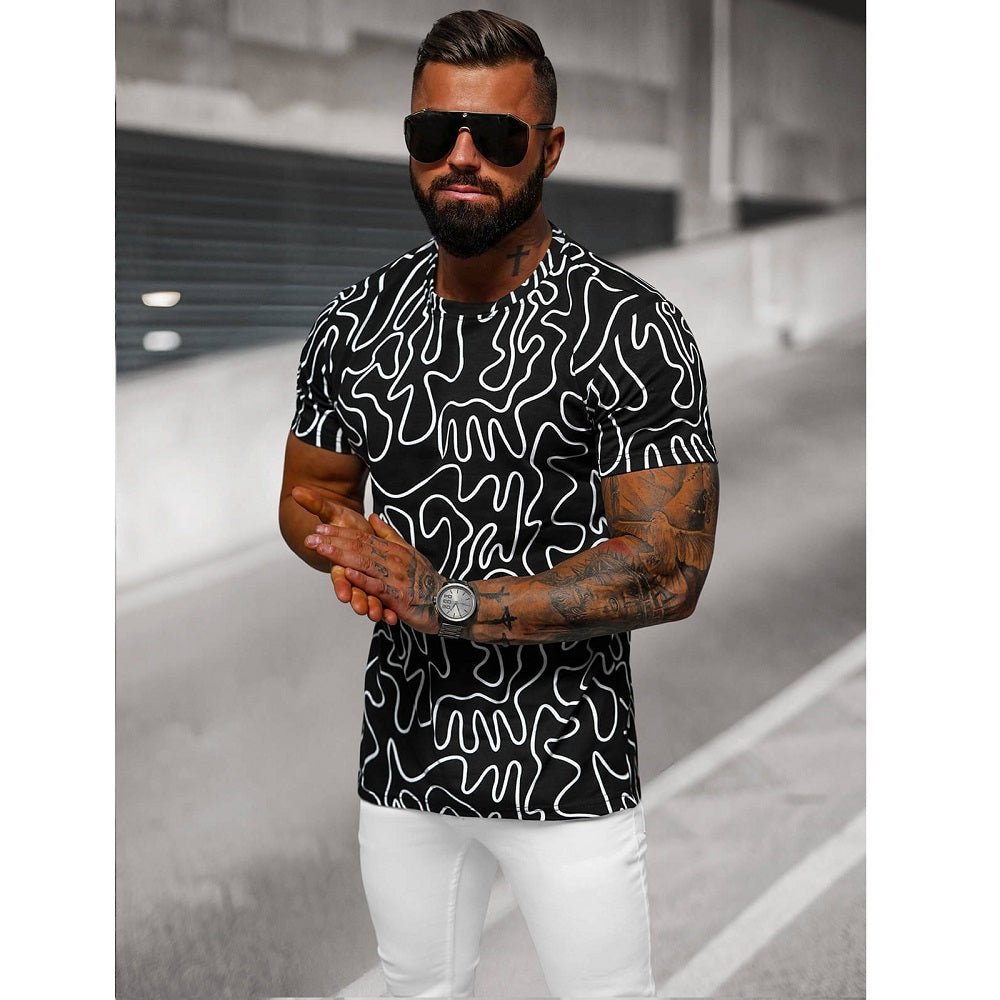 Svart printed T-shirt - Herrtröja framifrån