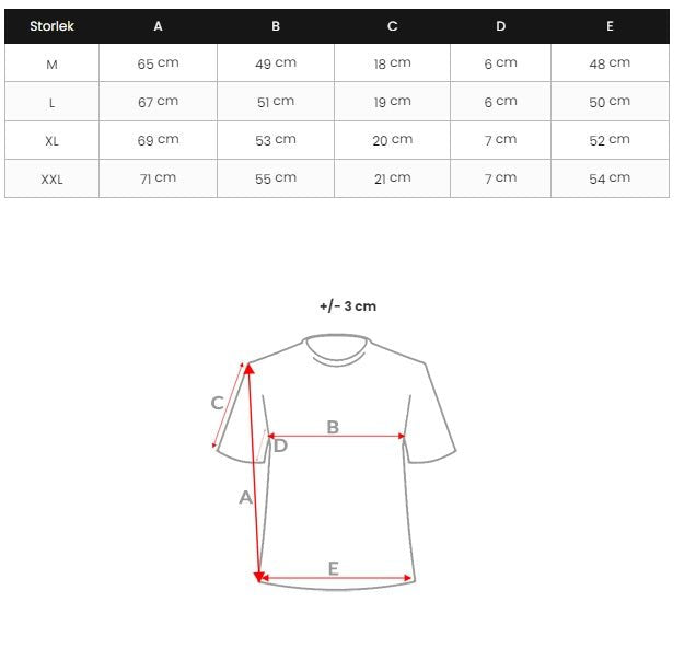 Fräck Herr T-shirt med tryck storlekstabell