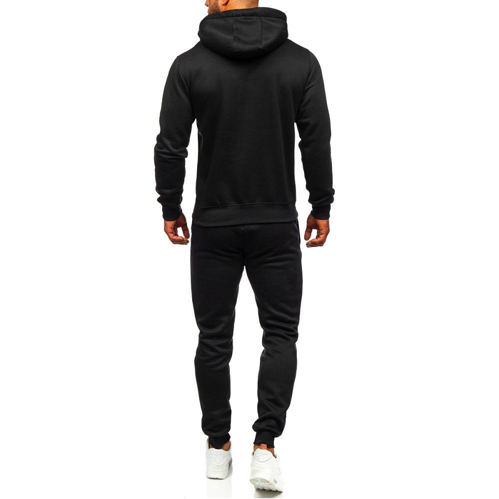 Svart herr träningsoverall - Byxa och hoodie bakifrån