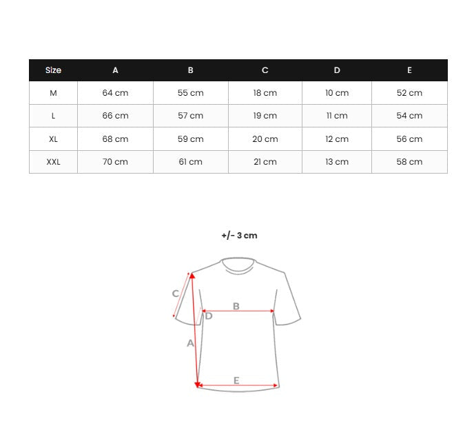 T-shirt med designtryck - Herrtröja storlekstabell