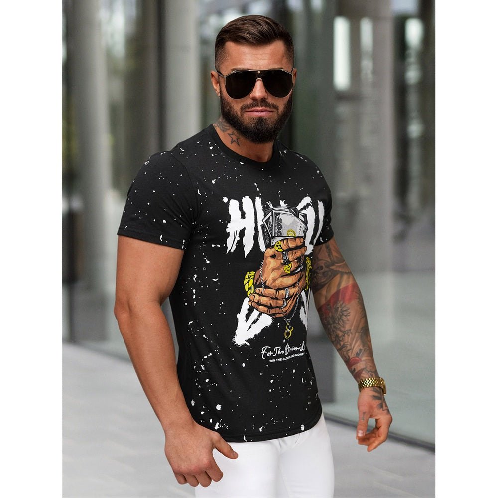 T-shirt med designtryck - Svart Herrtröja sidan
