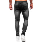 Svart slitna jeans med snören - Herrbyxor