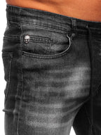Svart slitna jeans med snören - Herrbyxor