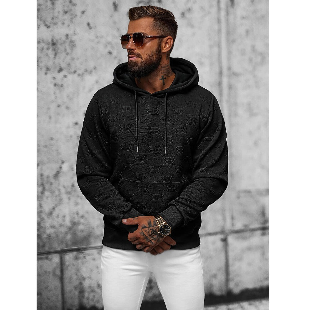 Svart hoodie - Stilren herrtröja framifrån