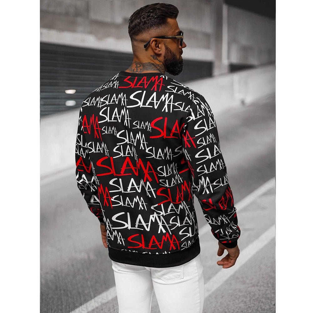 Svart sweatshirt Herr med attityd - tryck runt hela tröjan bakifrån