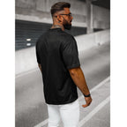 T-shirt med upphöjt mönster - Svart herr bakifrån