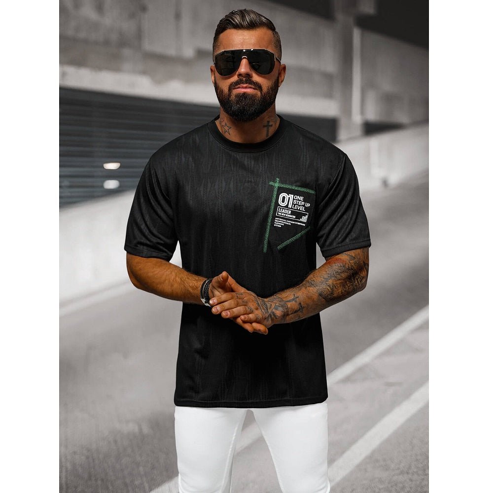 T-shirt med upphöjt mönster - Svart herr