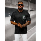T-shirt med upphöjt mönster - Svart herr