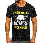 Svart t-shirt med spräckligt mönster Rock N Roll framifrån