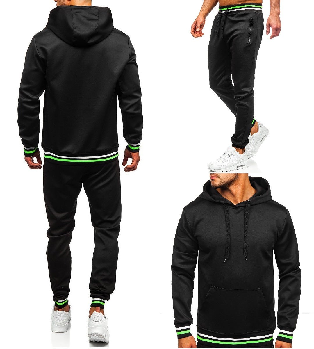 Svart träningsoverall med hoodie och joggingbyxor
