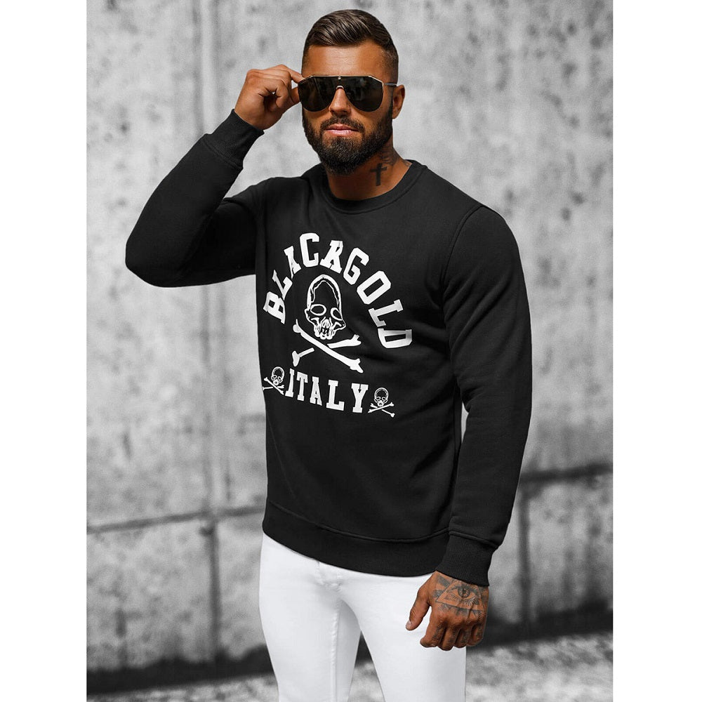 Svart sweatshirt - Vitt tryck herr sidan