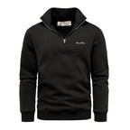 Svart tröja herr half zip med hög krage från Amaci & Sons