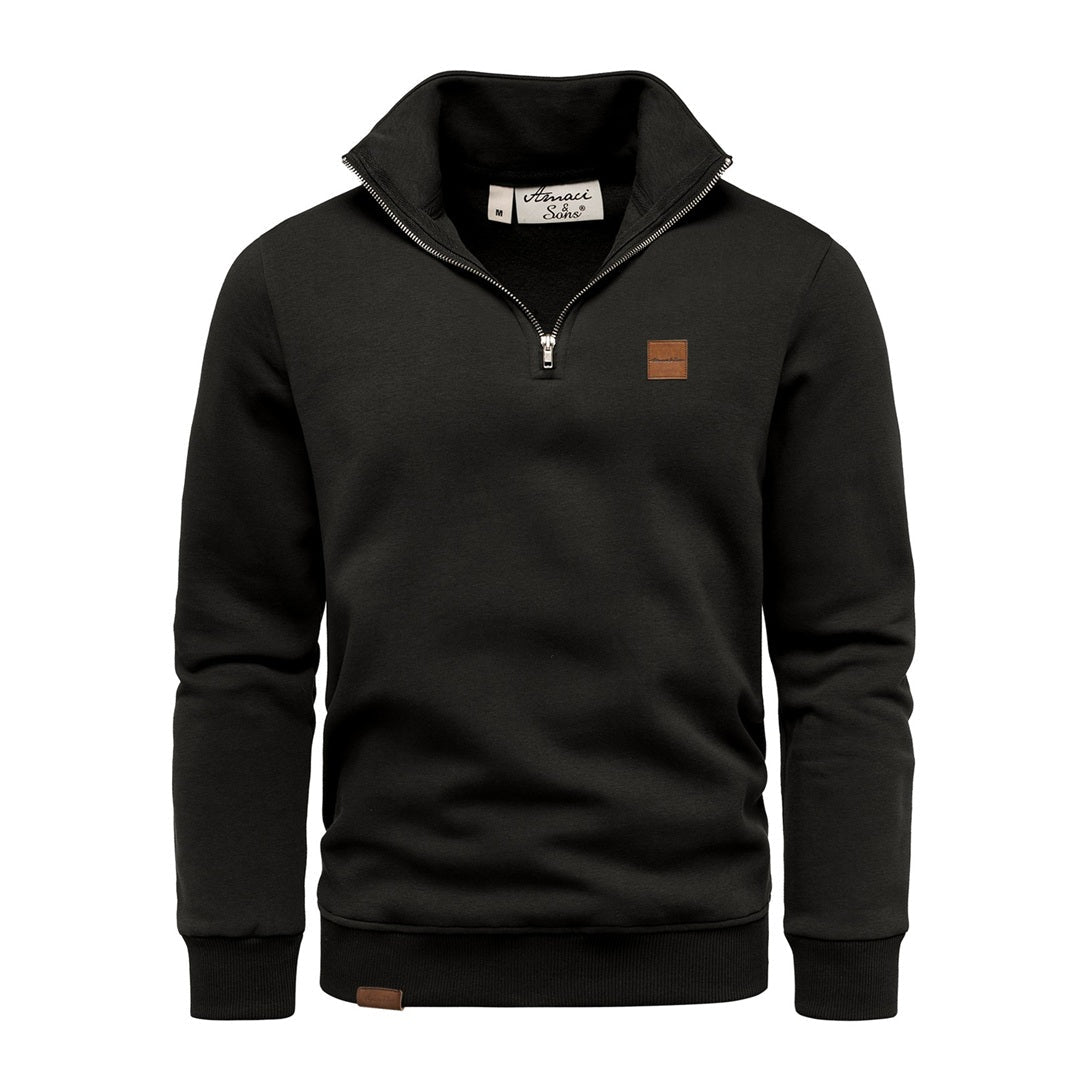 svart herrtröja från Amaci & Sons half zip