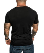 Svart V-neck T-shirt med bröstficka
