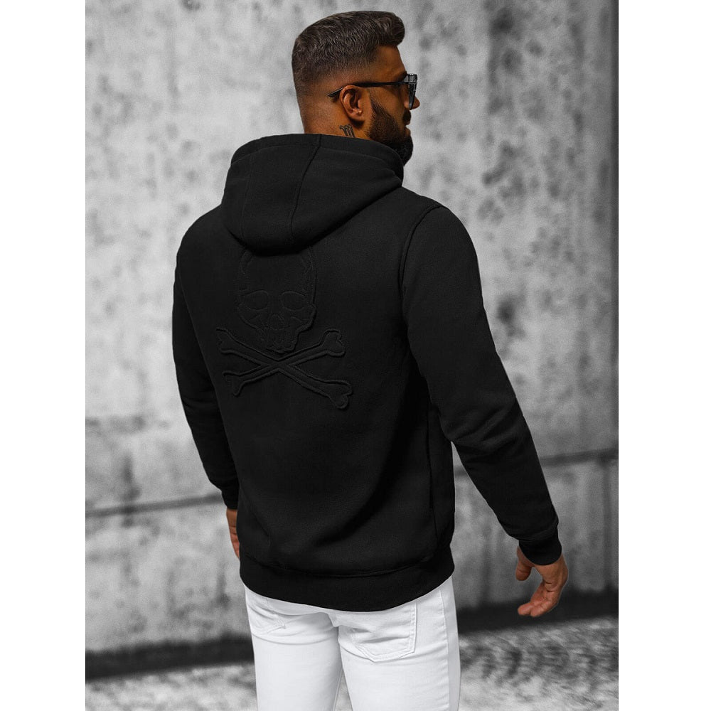 Svart luvtröja - Zip hoodie herr bakifrån