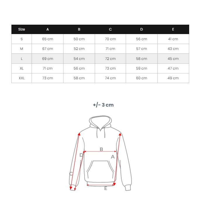 Luvtröja - Zip hoodie herr storlekstabell