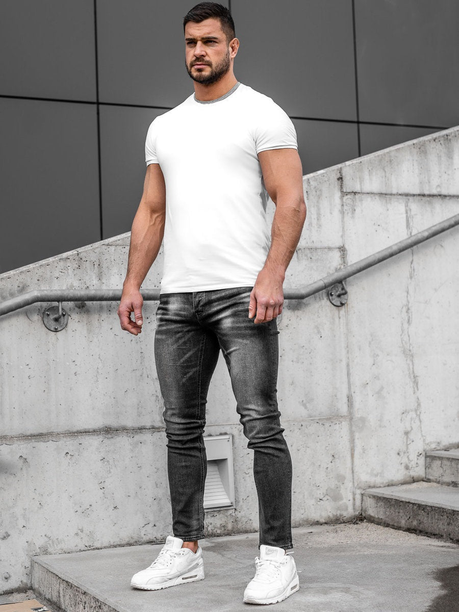 Svarta herrjeans - med stretch - front