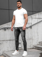 Svarta herrjeans - med stretch - front