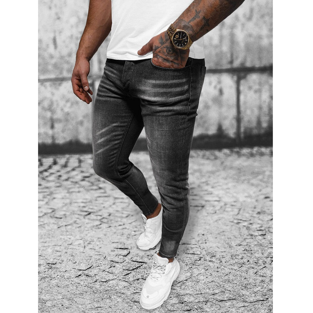 Skuggade jeans - Svarta slim fit herr