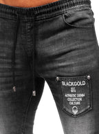 Svarta jeans i joggers modell - Herrjeans zoomad