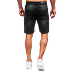 Svarta herrshorts - Jeansshorts med slitningar bakifrån