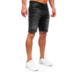 Svarta herrshorts - Jeansshorts med slitningar sidan