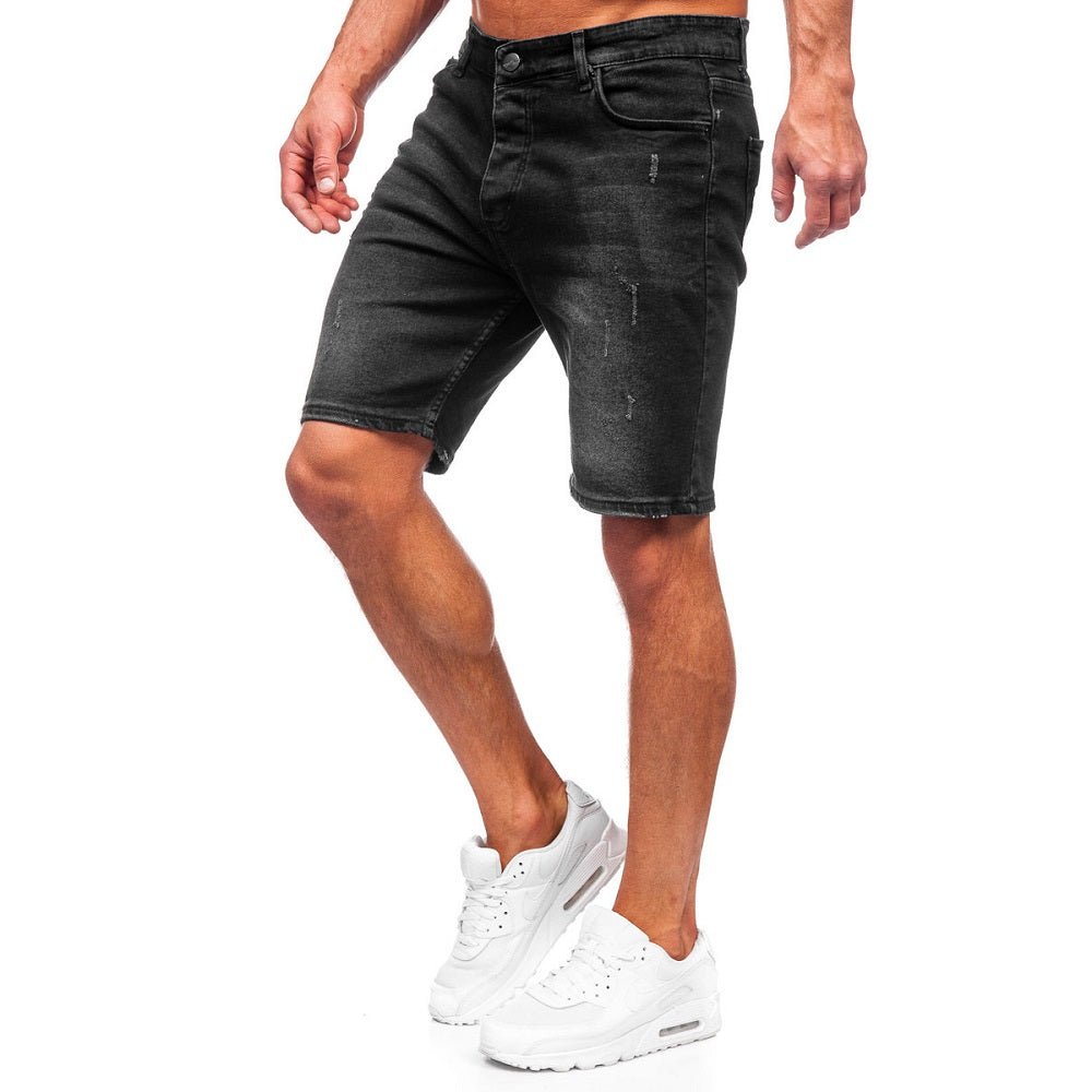 Svarta herrshorts - Jeansshorts med slitningar
