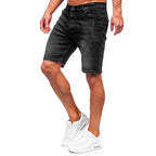 Svarta herrshorts - Jeansshorts med slitningar