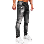 Slitna slim fit jeans - Svarta med målarfläckar sidan