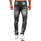 Slitna slim fit jeans - Svarta med målarfläckar bakifrån