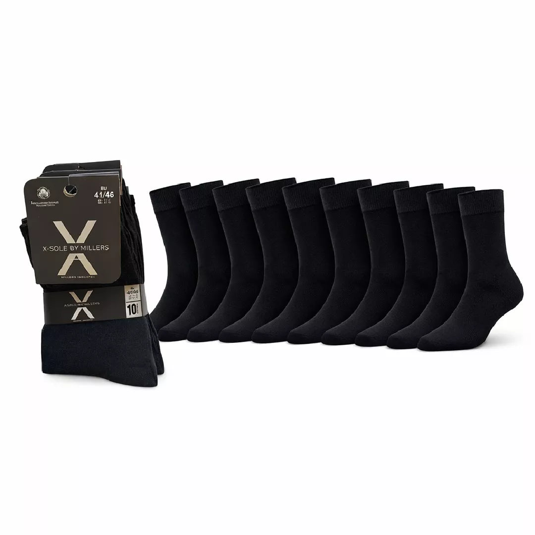 10-pack svarta herrstrumpor X-Sole