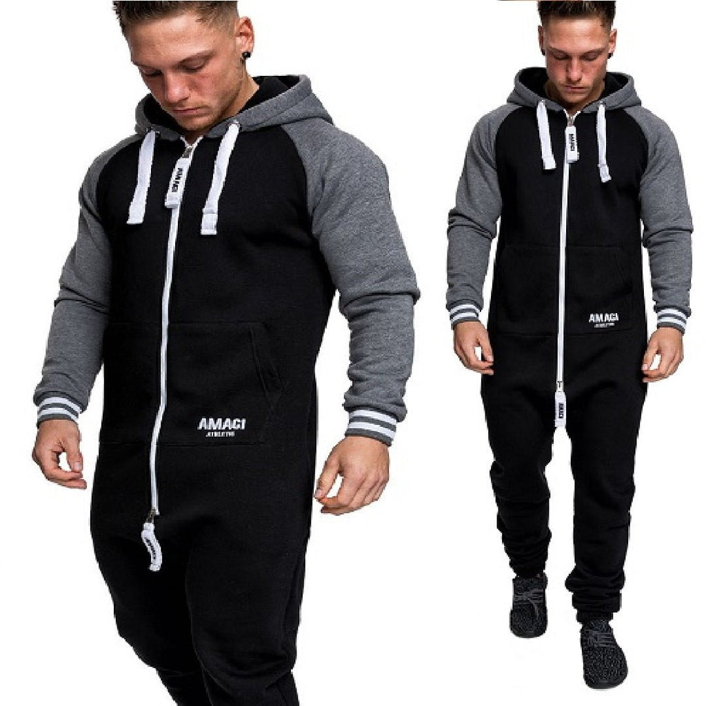 Svartgrå onesies overall jumpsuit