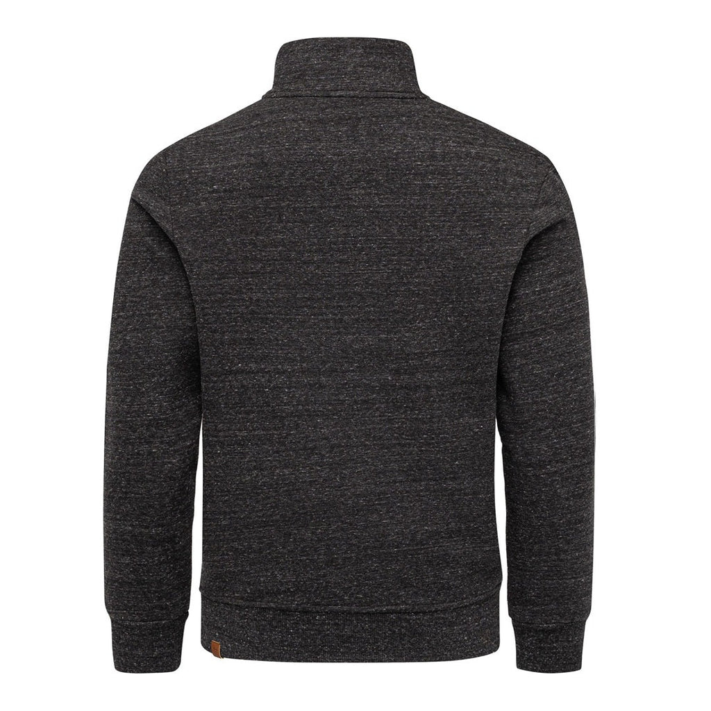 Svartmelerad Amaci & Sons half zip tröja herr sedd bakifrån