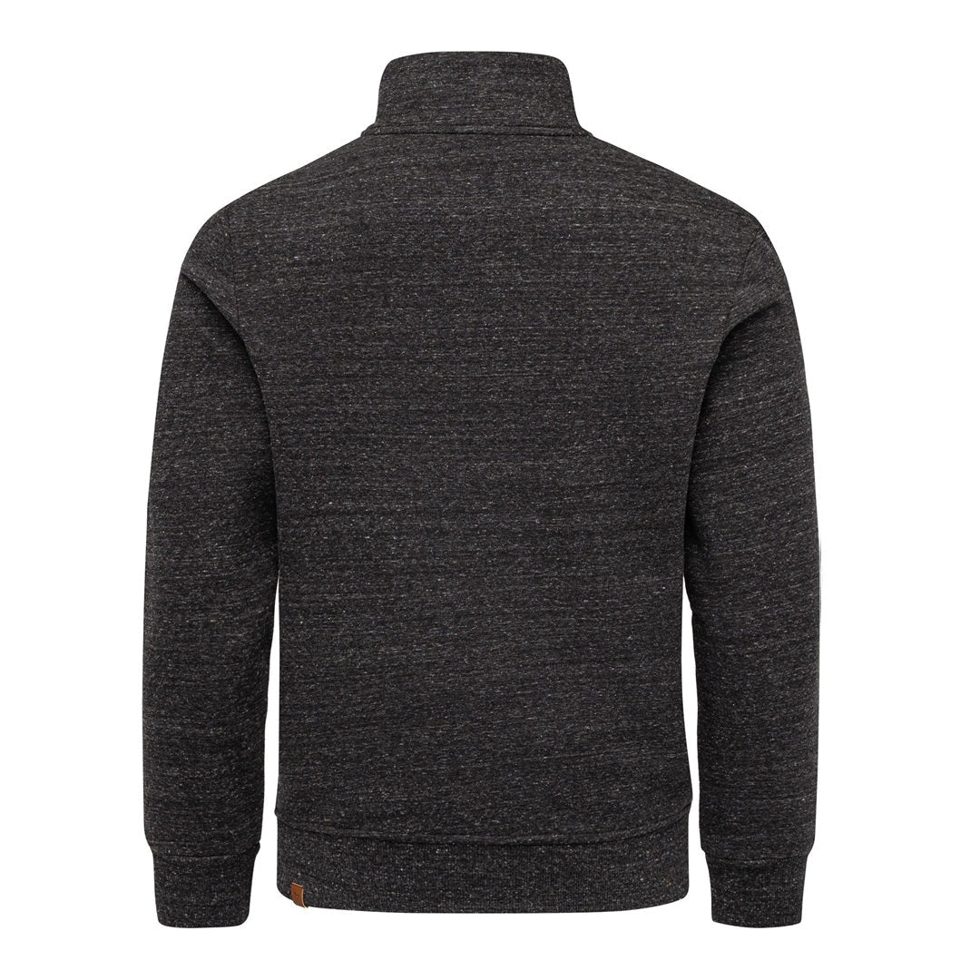 Svartmelerad Amaci & Sons half zip tröja herr sedd bakifrån