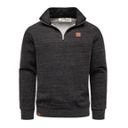 Svartmelerad half zip sweatshirt herr med hög krage från Amaci & Sons