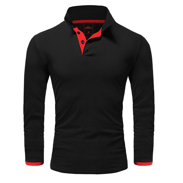 Pikétröja långärmad svart/röd herrtröja