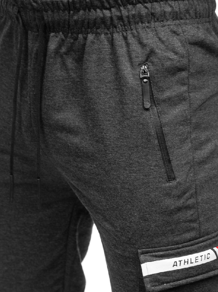 Grafitgrå byxa i cargomdell - Sweatpants zoomad