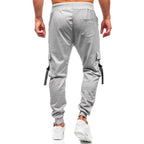 Ljusgråa sweatpants - Polyester mjukisbyxor bakifrån