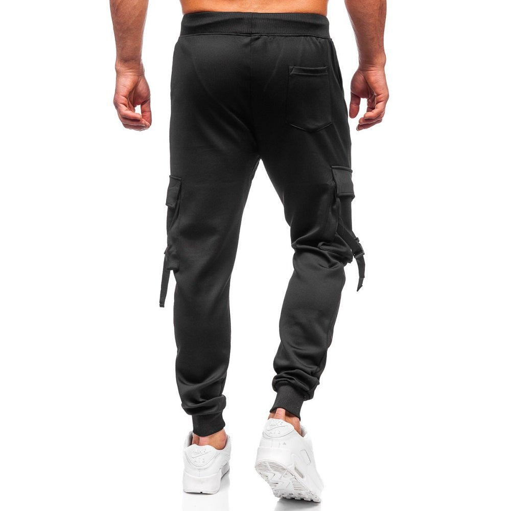 Svarta sweatpants - Polyester mjukisbyxor bakifrån