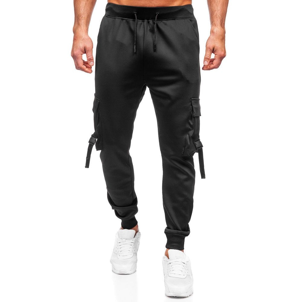 Svarta sweatpants - Polyester mjukisbyxor framifrån