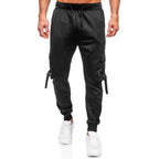 Svarta sweatpants - Polyester mjukisbyxor framifrån