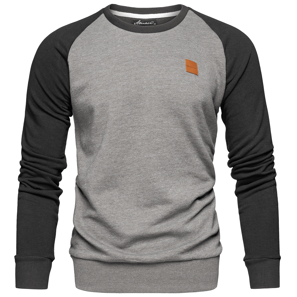 Sweatshirt Herr - långärmad grå herrtröja med färgade ärmar