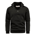 Svart sweatshirt herr med half zip och ståkrage – Amaci & Sons