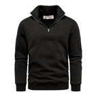 Svart sweatshirt herr med half zip och ståkrage – Amaci & Sons