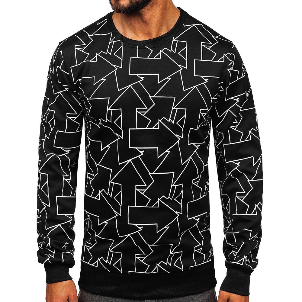 Svart sweatshirt med pil motiv - Herr