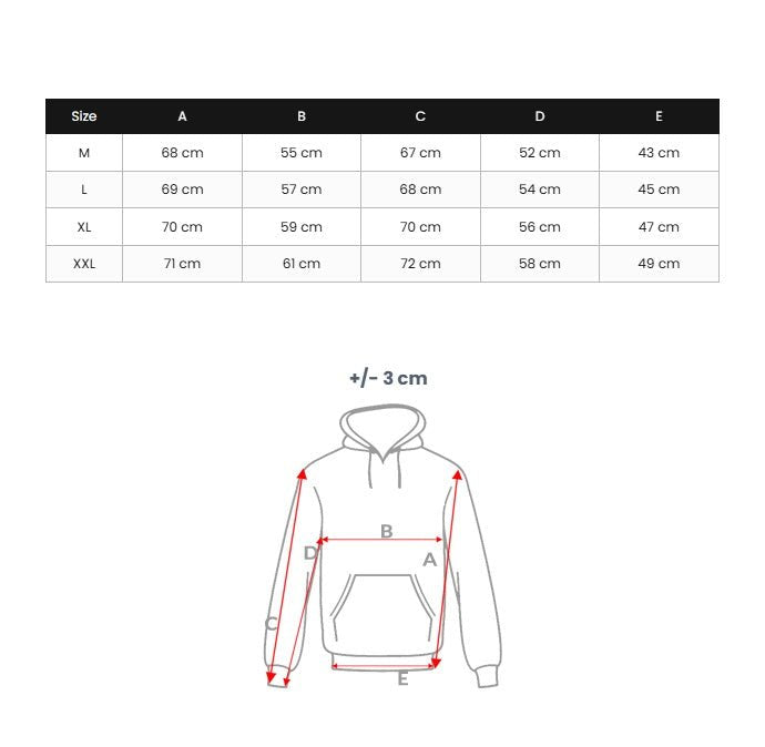 Herrtröja i svart och ljusgrå - Sweatshirt storlekstabell