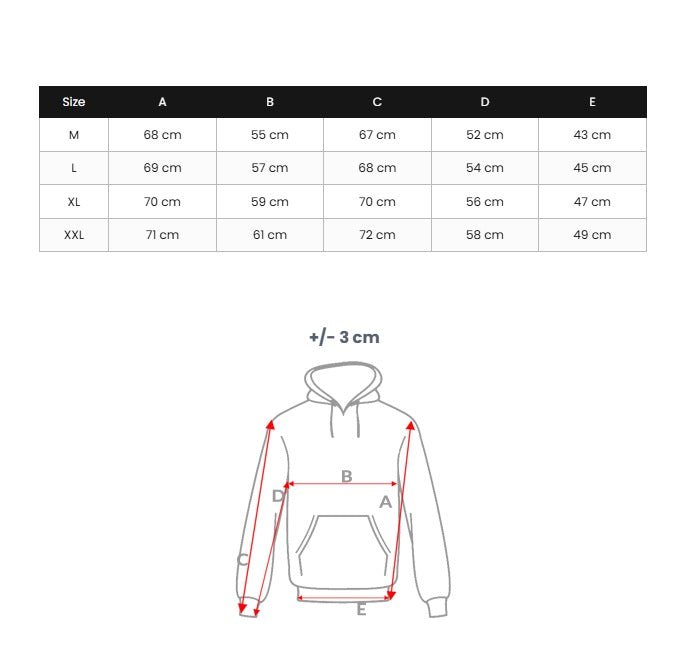 Herrtröja vintage - Sweatshirt storlekstabell